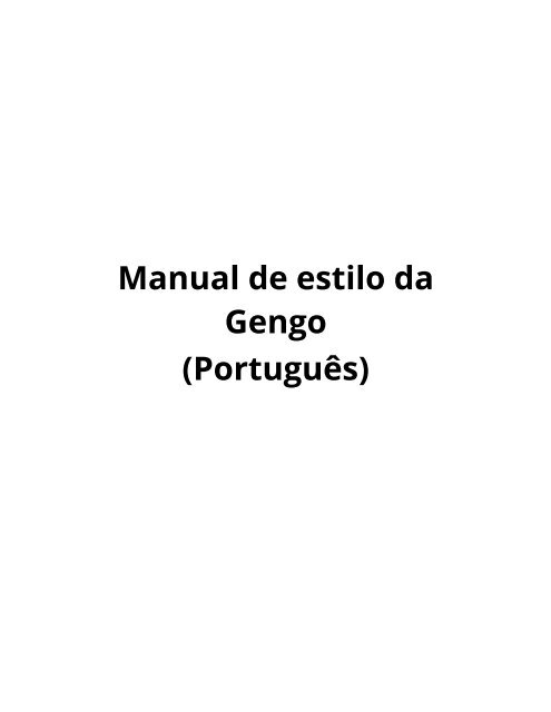 Manual de estilo da Gengo (Português) - Amazon Web Services