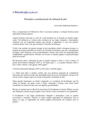 Princípios constitucionais do tribunal do júri - BuscaLegis