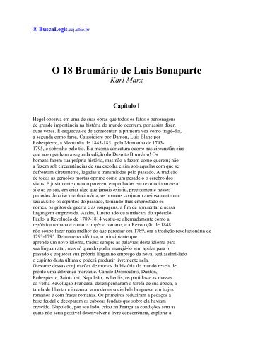 O 18 Brumário de Luis Bonaparte Karl Marx - BuscaLegis - UFSC