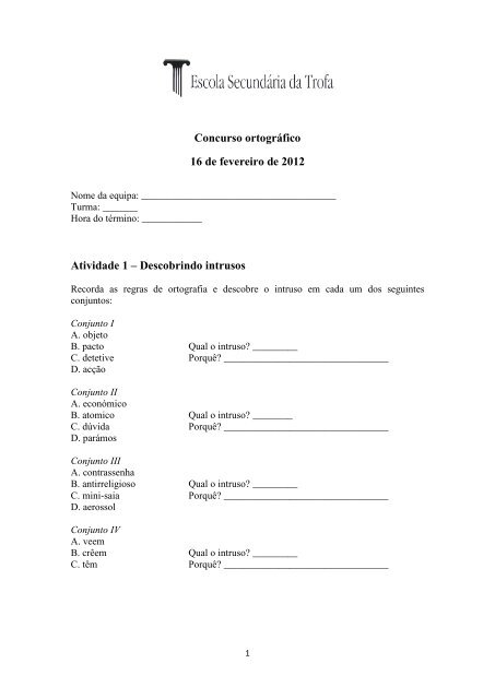 Exercícios ortografia