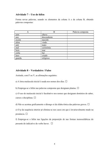 Exercícios de ortografia