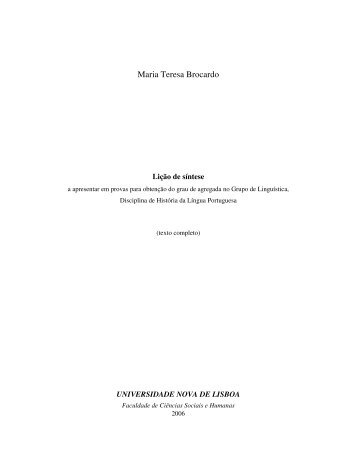 Maria Teresa Brocardo - Centro de Linguística da Universidade ...