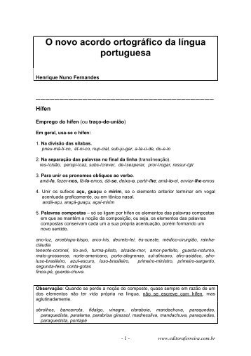 O novo acordo ortográfico da língua portuguesa - Editora Ferreira