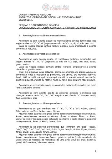 1 curso: tribunal regular assuntos: ortografia oficial – flexões ...