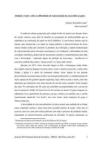 Abolição e teatro: sobre as dificuldades de representação da ...