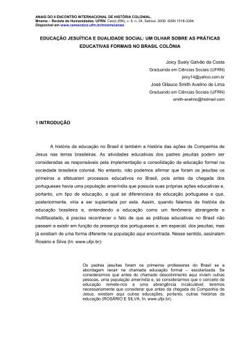 educação jesuítica e dualidade social - CERES Caicó - UFRN