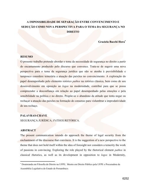 A IMPOSSIBILIDADE DE SEPARAÇÃO ENTRE ... - Conpedi