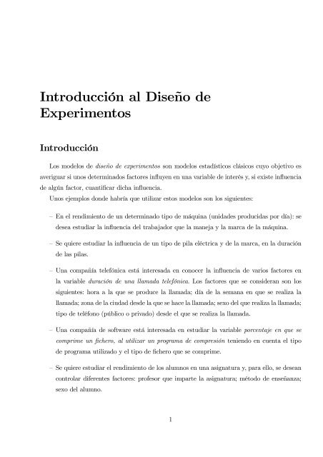 Introducción al Diseño de Experimentos