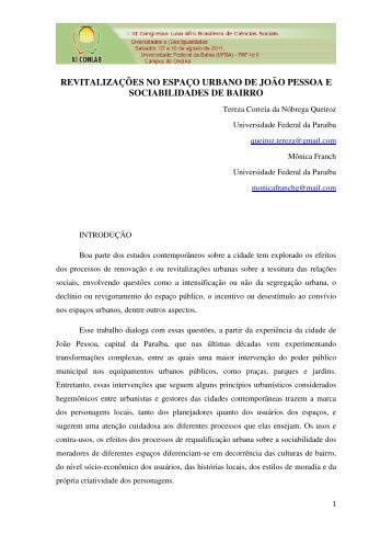 revitalizações no espaço urbano de joão pessoa e sociabilidades ...