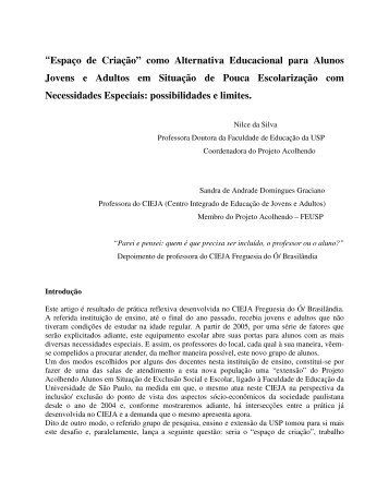 “Espaço de Criação” como Alternativa Educacional para ... - Cereja