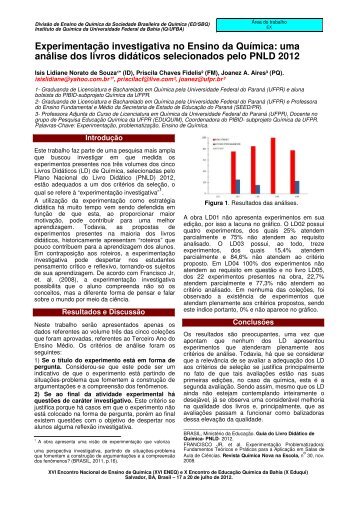 Experimentação investigativa no Ensino da Química - pibid ...