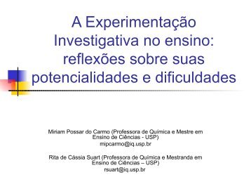 A Experimentação Investigativa no ensino: reflexões sobre suas ...