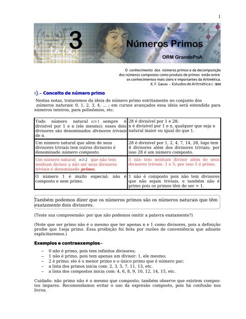 NÚMEROS NATURAIS - Instituto de Matemática - UFRGS