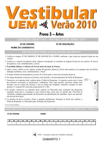 Prova 3 – Artes - UEM