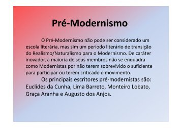 PRE-MODERNISMO E VANGUARDAS