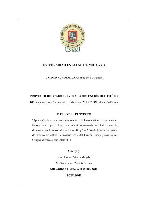 UNIVERSIDAD ESTATAL DE MILAGRO - Repositorio de la ...