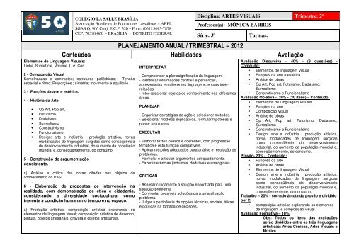 PLANEJAMENTO ANUAL / TRIMESTRAL – 2012 ... - Portal La Salle
