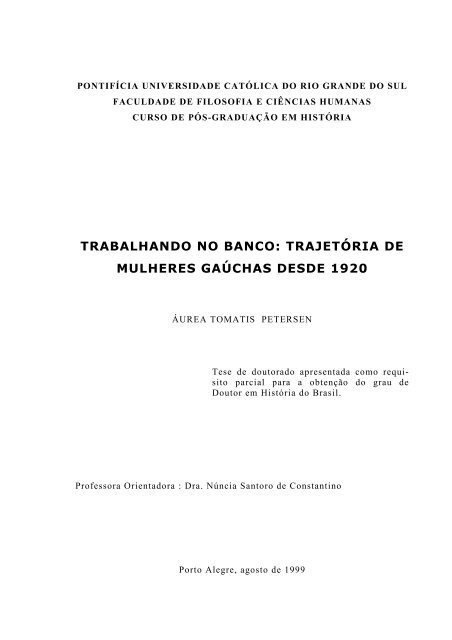 trabalhando no banco: trajetória de mulheres gaúchas desde 1920