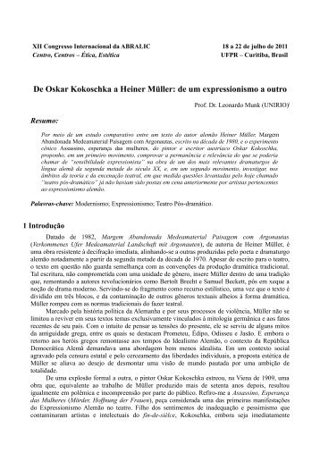 De Oskar Kokoschka a Heiner Müller: de um expressionismo a outro