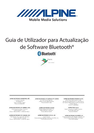 Guia de Utilizador para Actualização de Software Bluetooth® - Alpine