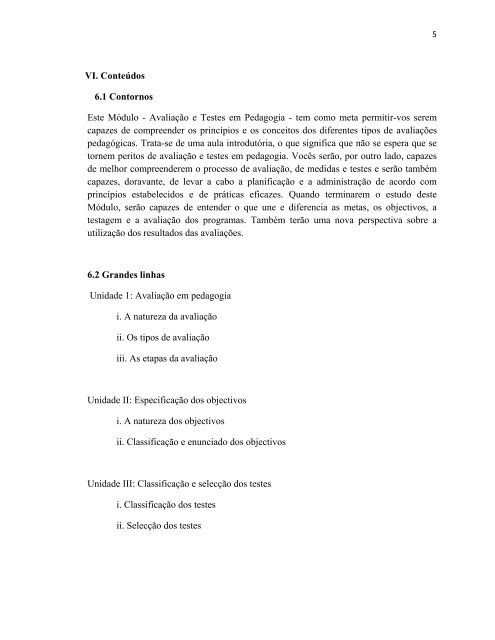 Avaliação e Testes em Pedagogia.pdf - OER@AVU