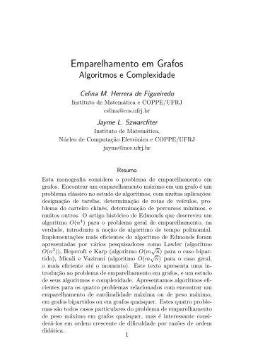 Emparelhamento em Grafos: Algoritmos e ... - Land - UFRJ