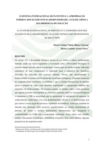 Maria Cristina Vidotte Blanco Tárrega e Héctor Leandro ... - Conpedi