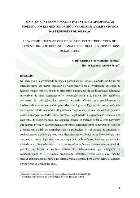 Maria Cristina Vidotte Blanco Tárrega e Héctor Leandro ... - Conpedi