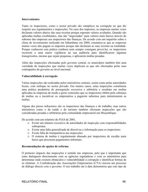 AVALIAÇÃO DA CORRUPÇÃO: MOÇAMBIQUE