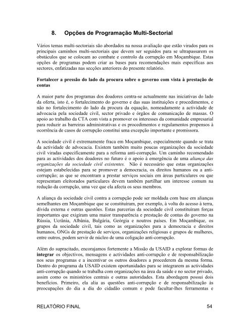 AVALIAÇÃO DA CORRUPÇÃO: MOÇAMBIQUE