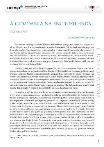 a cidadania na encruzilhada - Acervo Digital da Unesp