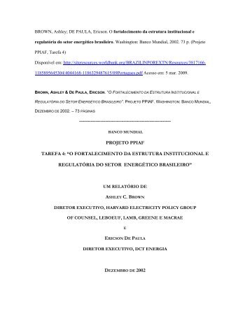 O fortalecimento da estrutura institucional e regulatória do ... - UFRJ