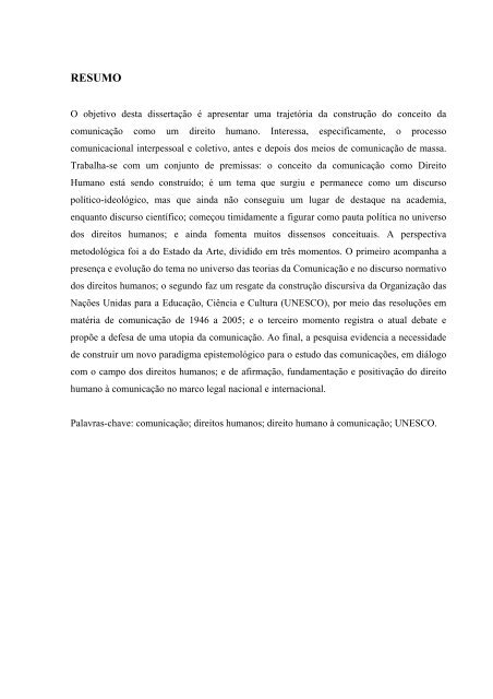 A COMUNICAÇÃO COMO DIREITO HUMANO: Um ... - DHnet