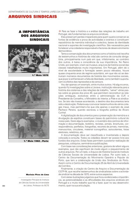 CGTP CULTURA N.º 6.pdf - Centro de Arquivo e Documentação da ...