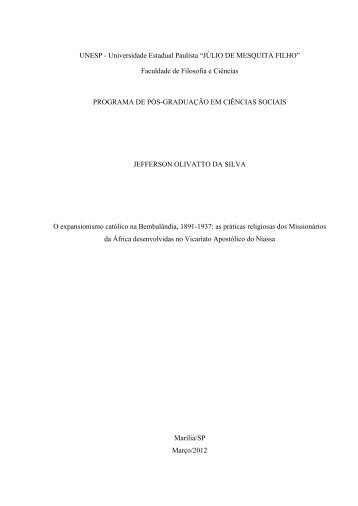 JÚLIO DE MESQUITA FILHO - Faculdade de Filosofia e Ciências ...