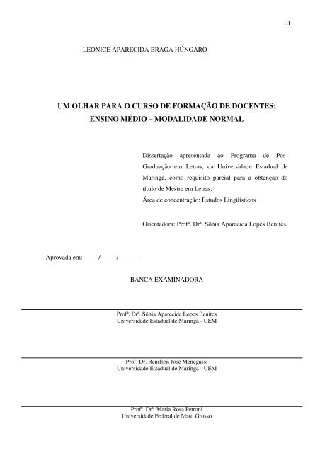 Dissertação completa - Programa de Pós-Graduação em Letras - UEM