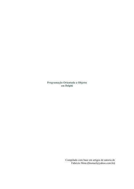 Programação Orientada a Objetos em Delphi Compilado com base