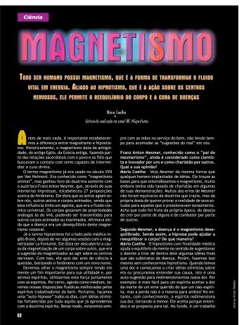 Magnetismo - Revista Cristã de Espiritismo