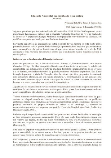 Educação Ambiental: seu significado e sua prática - NIMA - PUC-Rio