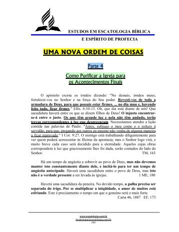 Uma Nova Ordem de coisas - Parte 4 - Escatologia.