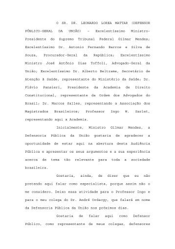 Sr. Dr. Leonardo Lorea Mattar _Defensor - Público Geral da ... - STF