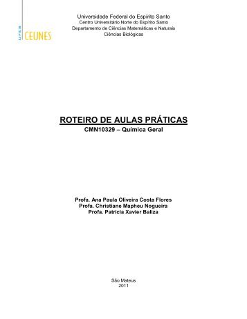 ROTEIRO DE AULAS PRÁTICAS CMN10329 – Química ... - CEUNES