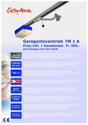 Garagentorantrieb TM 1 A Preis inkl. 1 ... - UNINORM Technic AG