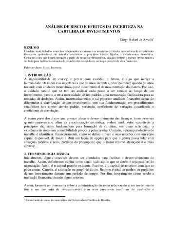 análise de risco e efeitos da incerteza na carteira de investimentos