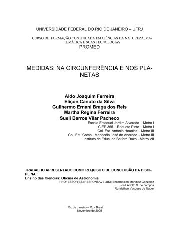 medidas: na circunferência e nos pla- netas - Centro de Ciências ...