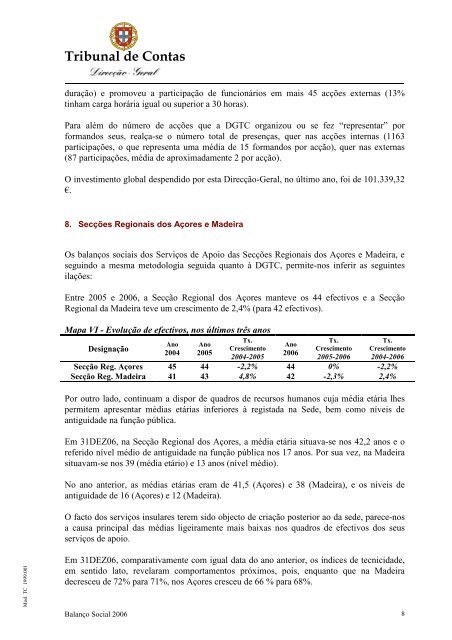 Ano de 2006 - Tribunal de Contas