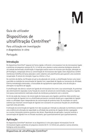 Dispositivos de ultrafiltração Centrifree® - Millipore