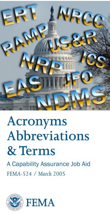 FEMA Acronyms Abbreviations and Terms - Federal Emergency ...