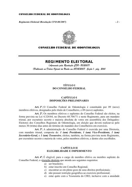 Regimento Eleitoral - CFO