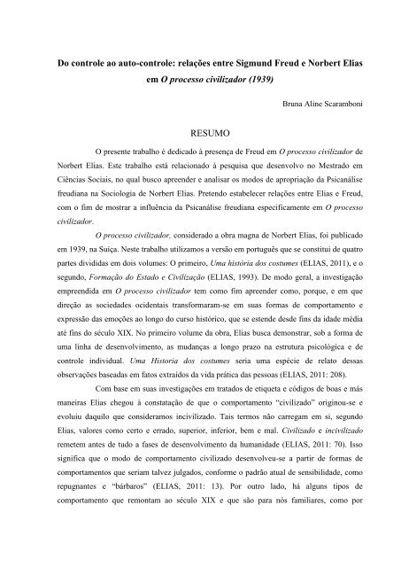 relações entre Sigmund Freud e Norbert Elias em O processo ...